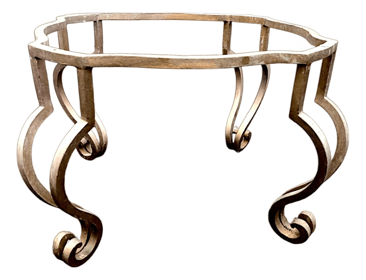 Mid-Century Gilt Wrought Iron Coffee Table Base With Four Double Scroll Legs - Thumbnail 2