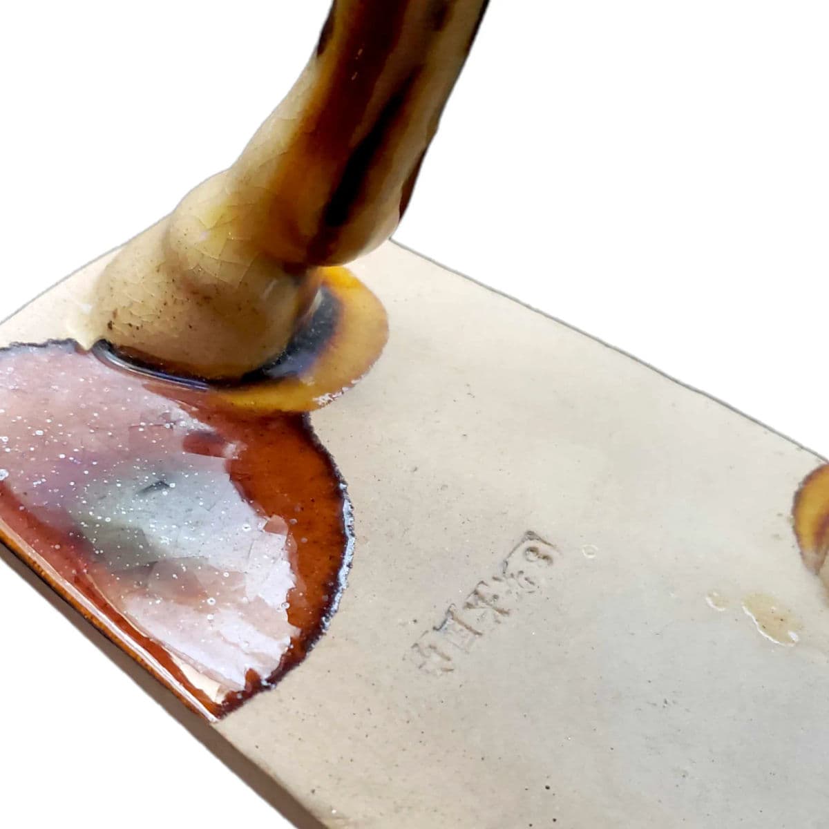 Signed 1950s Tang Style Horse Figurine Sancai Glazed in Green, Brown and Cream - Thumbnail 6