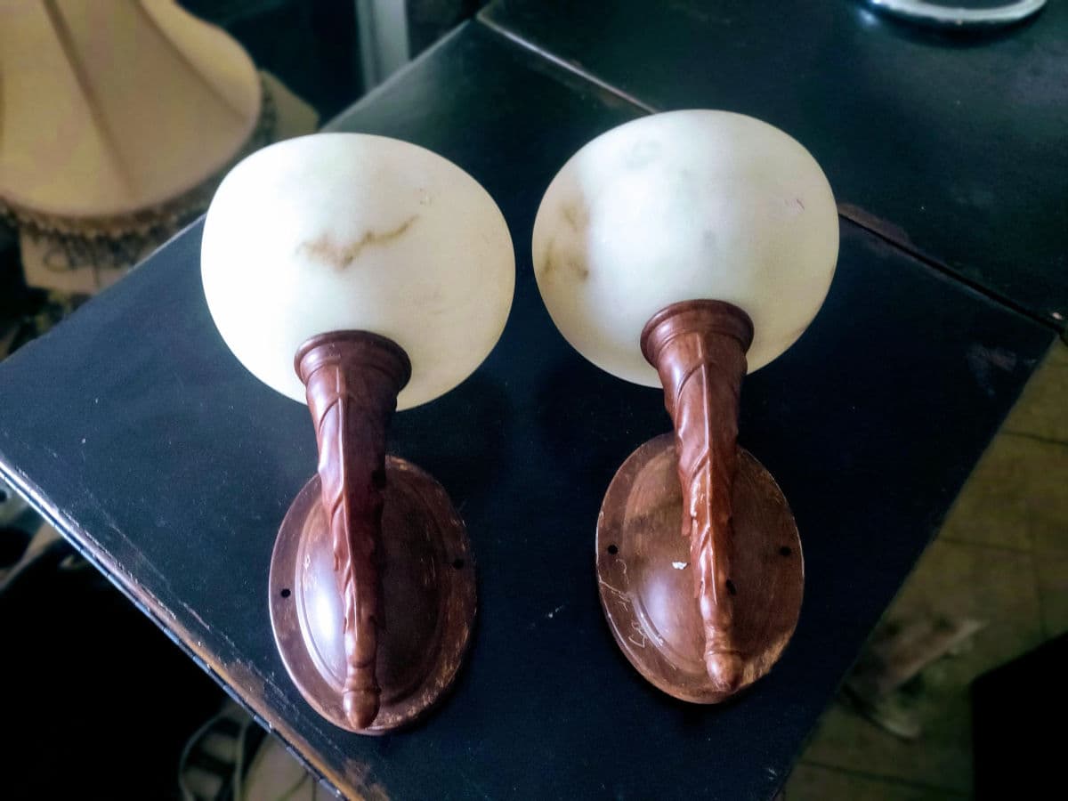 1940s Arts & Crafts Style Wall Sconces With Bowl Shaped Slip Shades - a Pair - Thumbnail 7