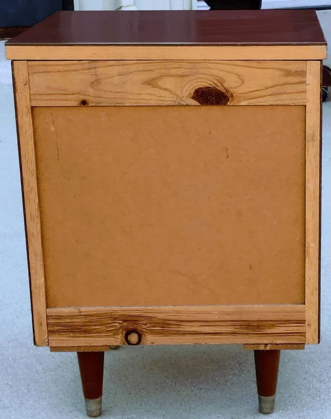 Eames Era Sold Wood Two Drawer Desk Cabinet With Pegged Capped Peg Legs - Thumbnail 7