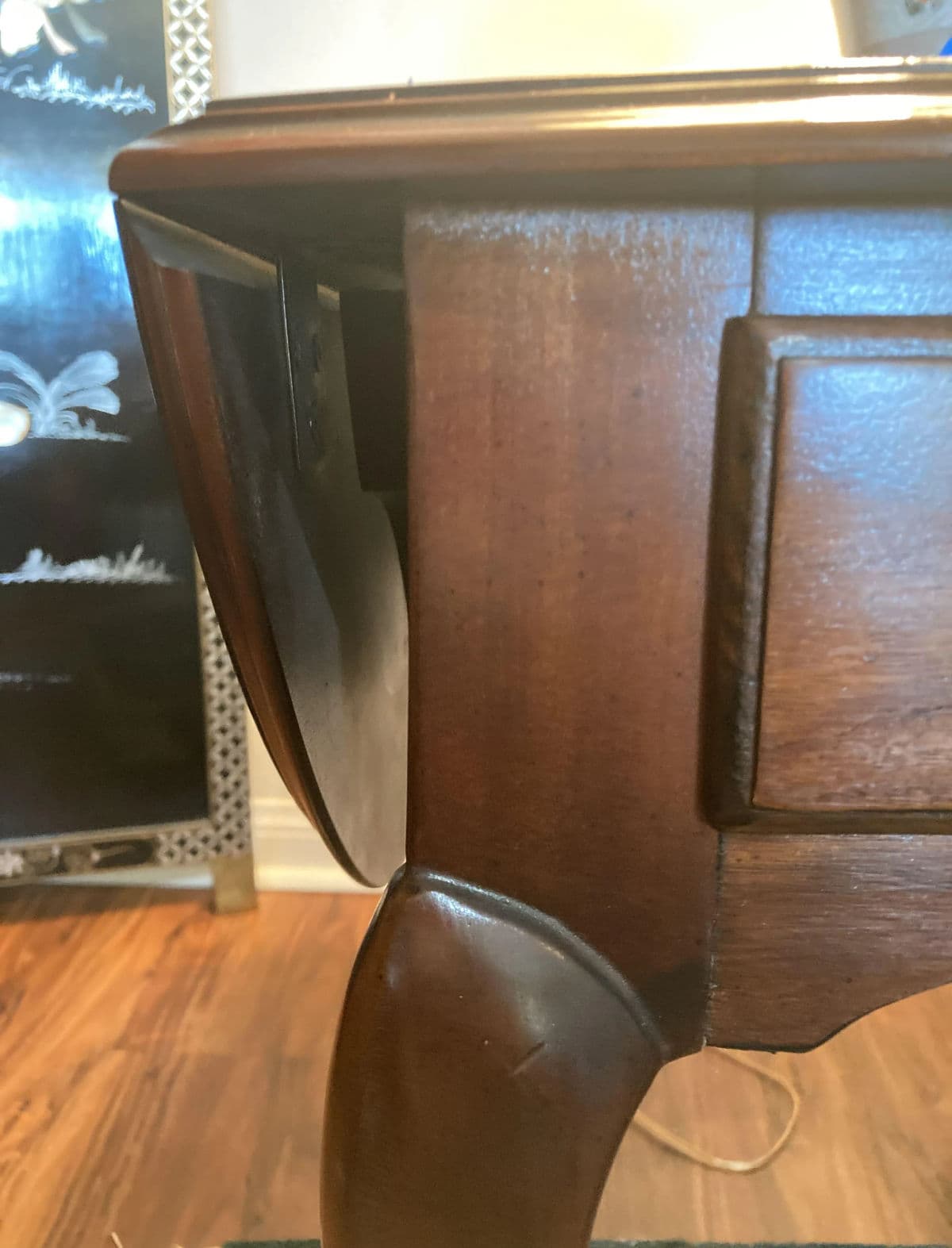 1980s Traditional Chippendale Drexel Cherry Single Drawer Pembroke Side Table - Thumbnail 5