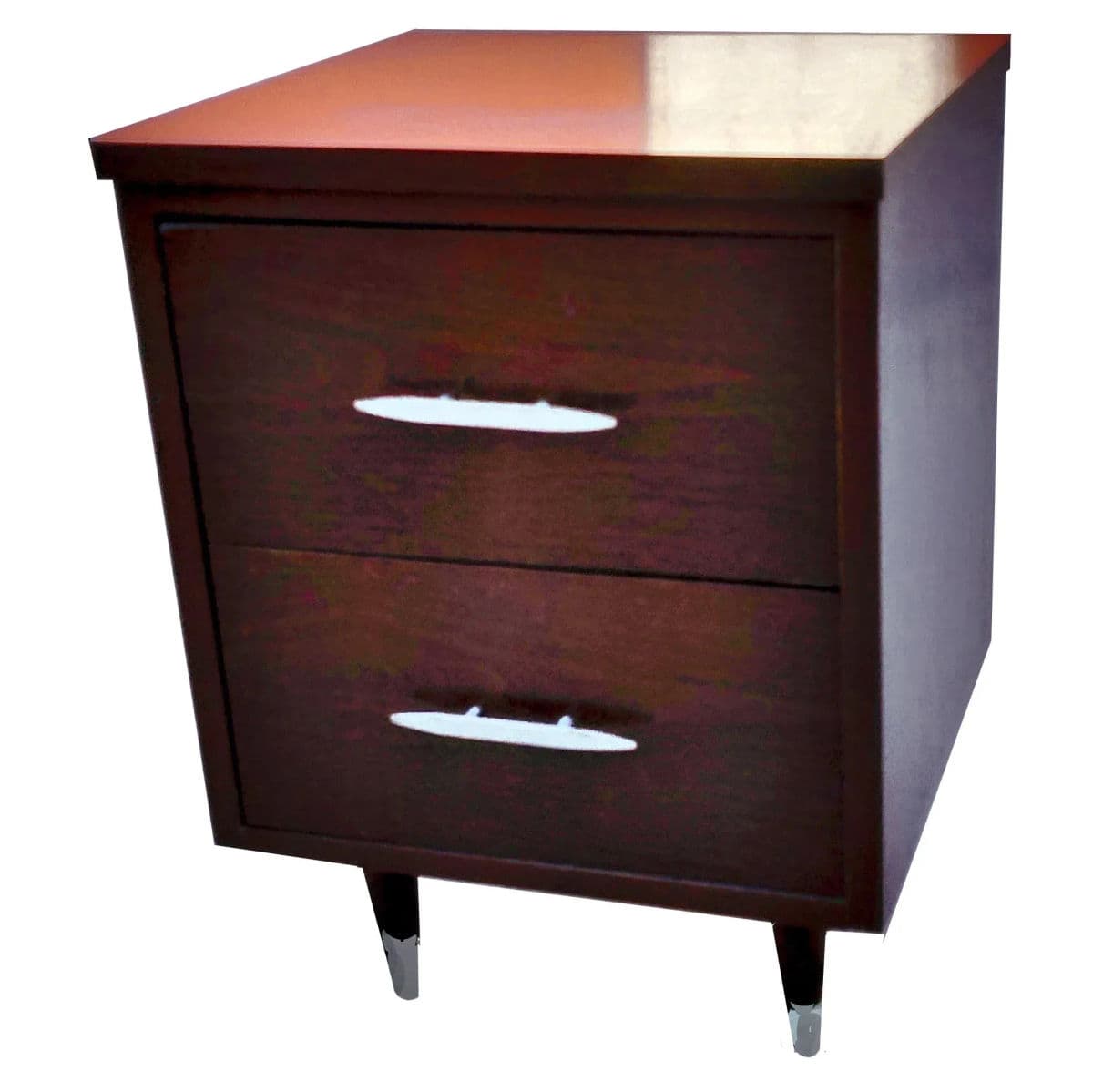 Eames Era Sold Wood Two Drawer Desk Cabinet With Pegged Capped Peg Legs - Thumbnail 10