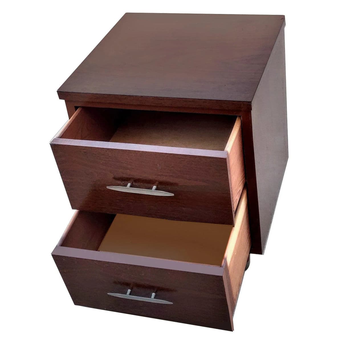 Eames Era Sold Wood Two Drawer Desk Cabinet With Pegged Capped Peg Legs - Thumbnail 3