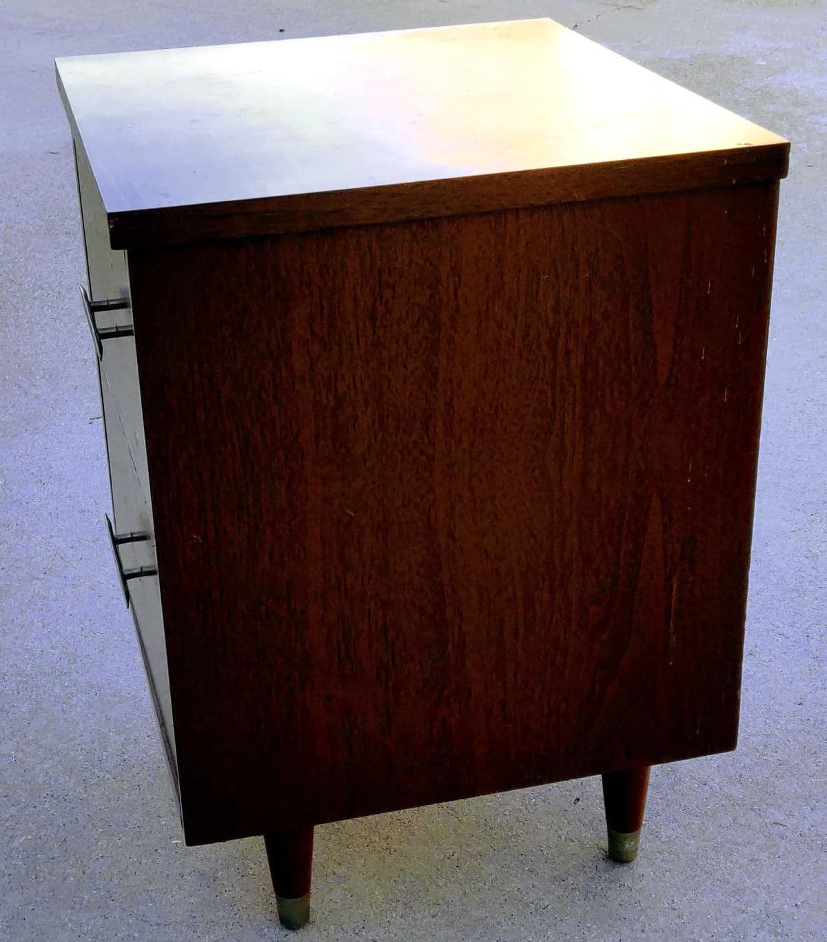 Eames Era Sold Wood Two Drawer Desk Cabinet With Pegged Capped Peg Legs - Thumbnail 5