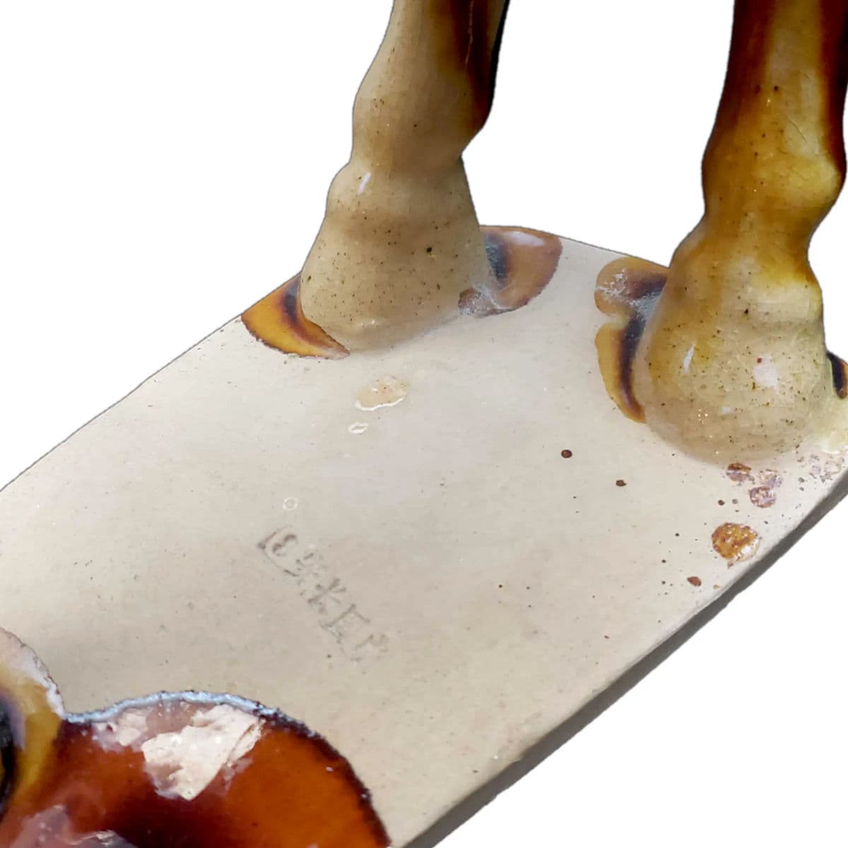 Signed 1950s Tang Style Horse Figurine Sancai Glazed in Green, Brown and Cream - Thumbnail 5