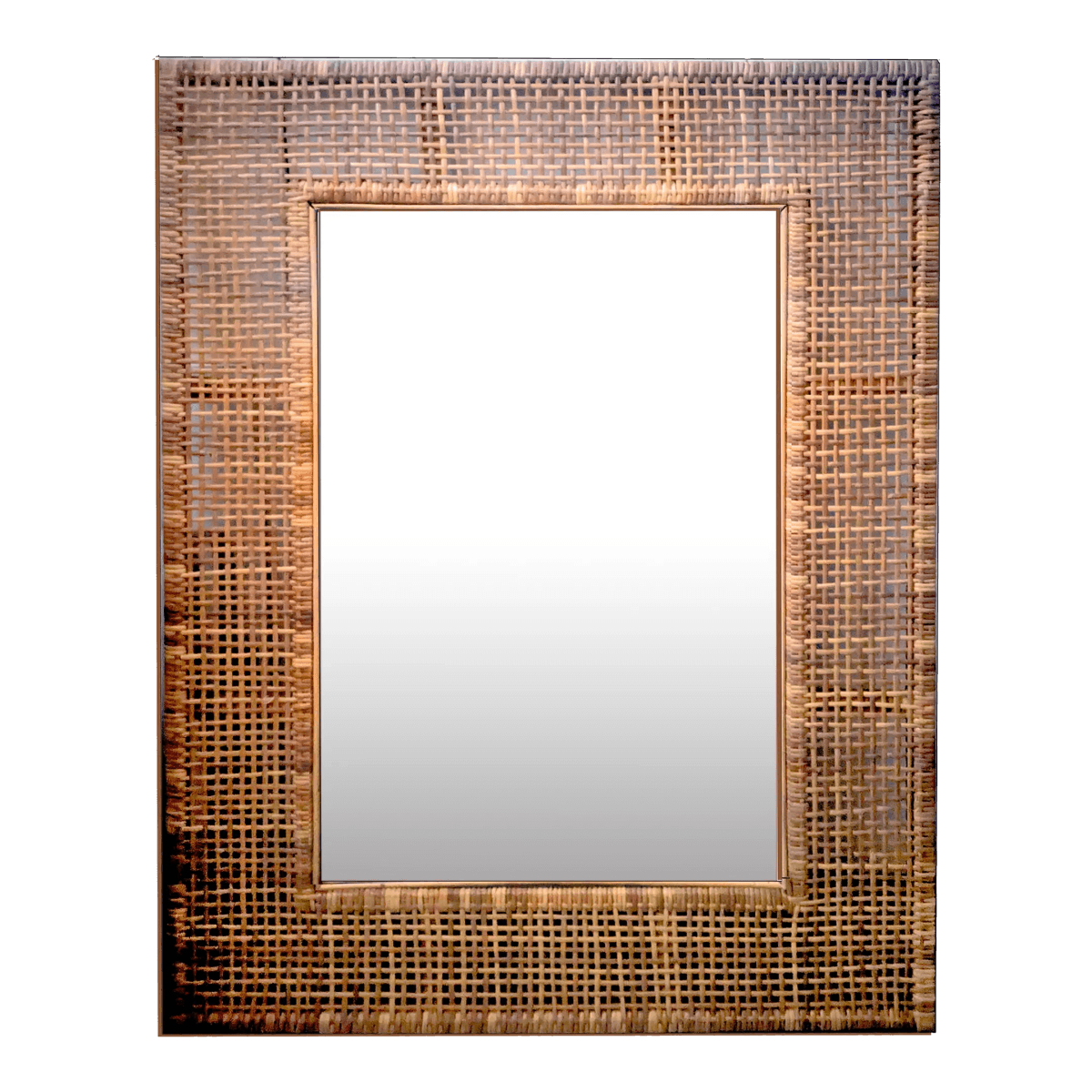 X-Large Mid Mod Artisan-Woven Cane Framed Wall Mirror - Thumbnail 2