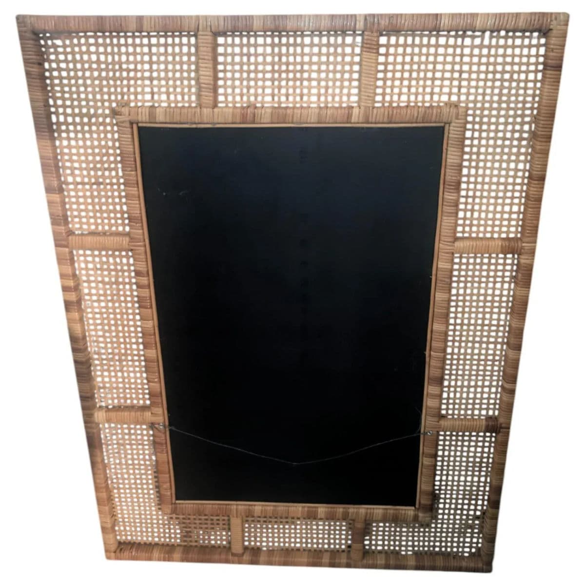 X-Large Mid Mod Artisan-Woven Cane Framed Wall Mirror - Thumbnail 4