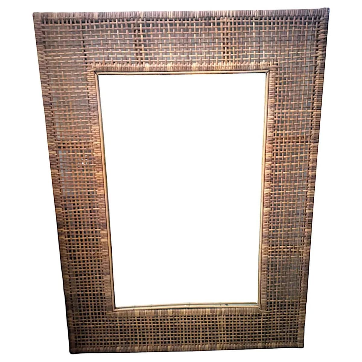 X-Large Mid Mod Artisan-Woven Cane Framed Wall Mirror - Thumbnail 10