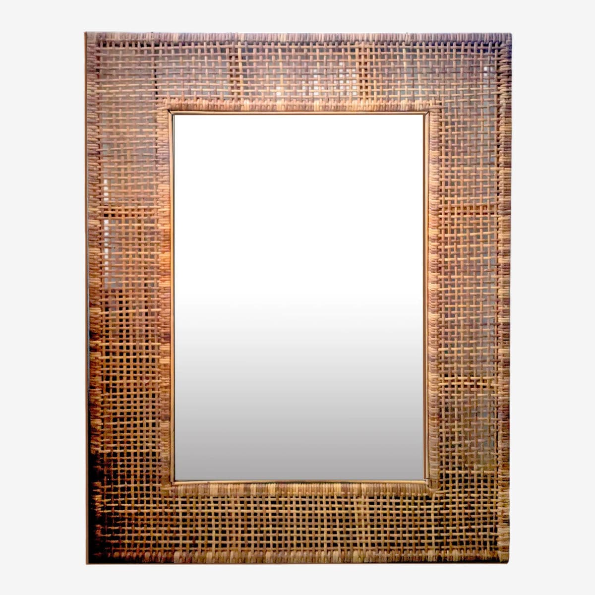 X-Large Mid Mod Artisan-Woven Cane Framed Wall Mirror