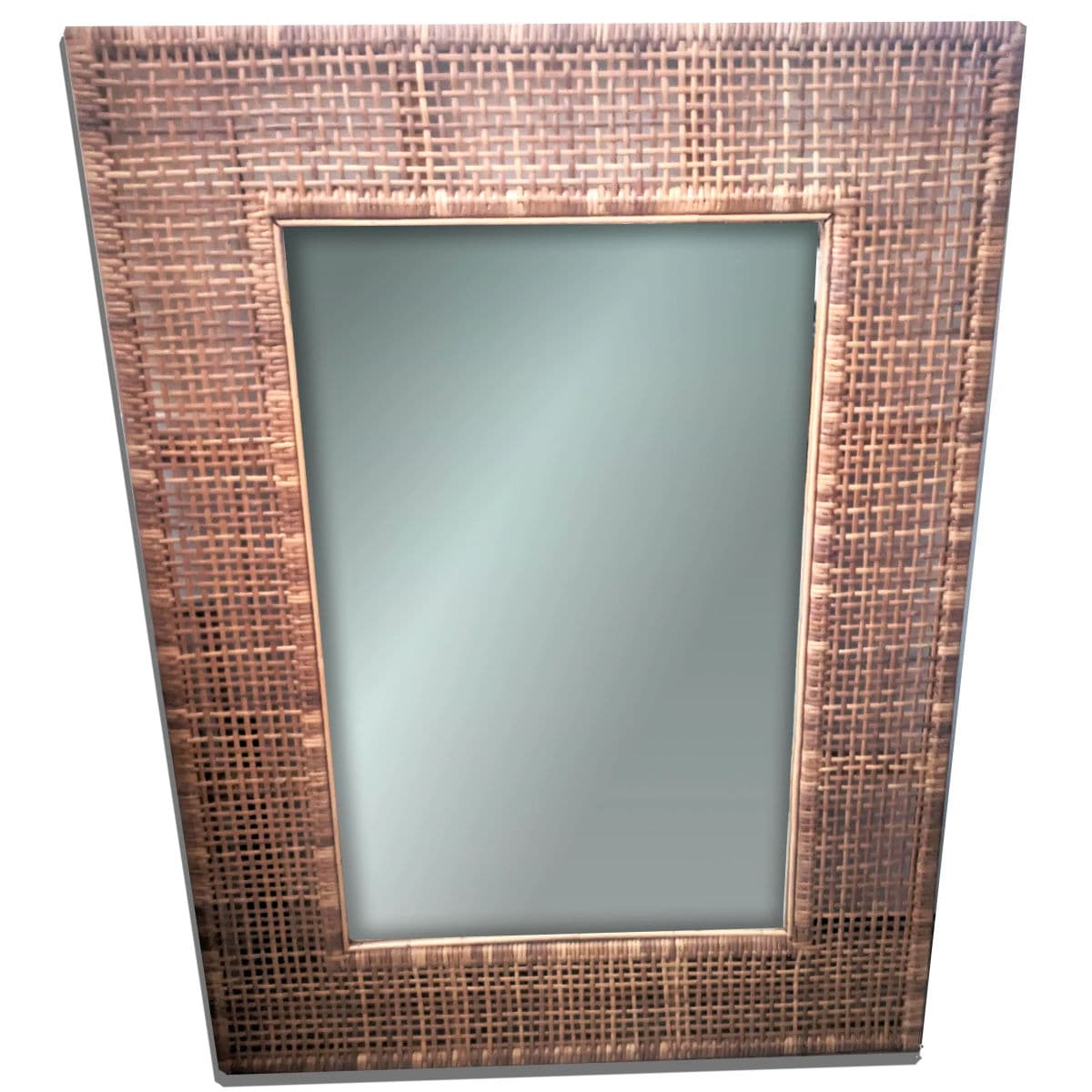 X-Large Mid Mod Artisan-Woven Cane Framed Wall Mirror - Thumbnail 3