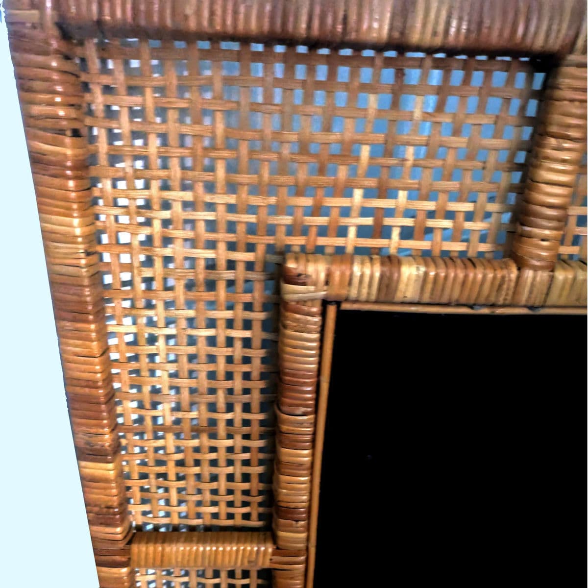 X-Large Mid Mod Artisan-Woven Cane Framed Wall Mirror - Thumbnail 5