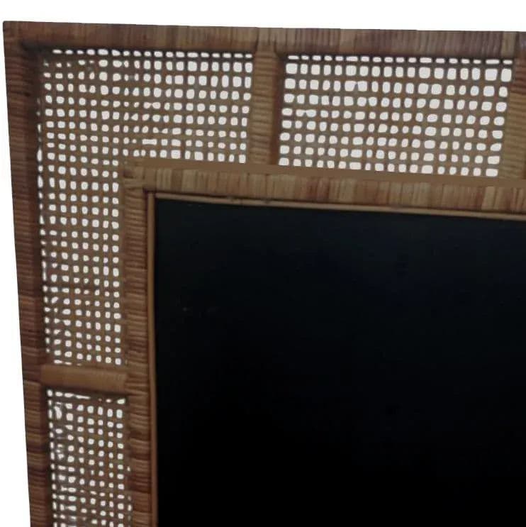 X-Large Mid Mod Artisan-Woven Cane Framed Wall Mirror - Thumbnail 7