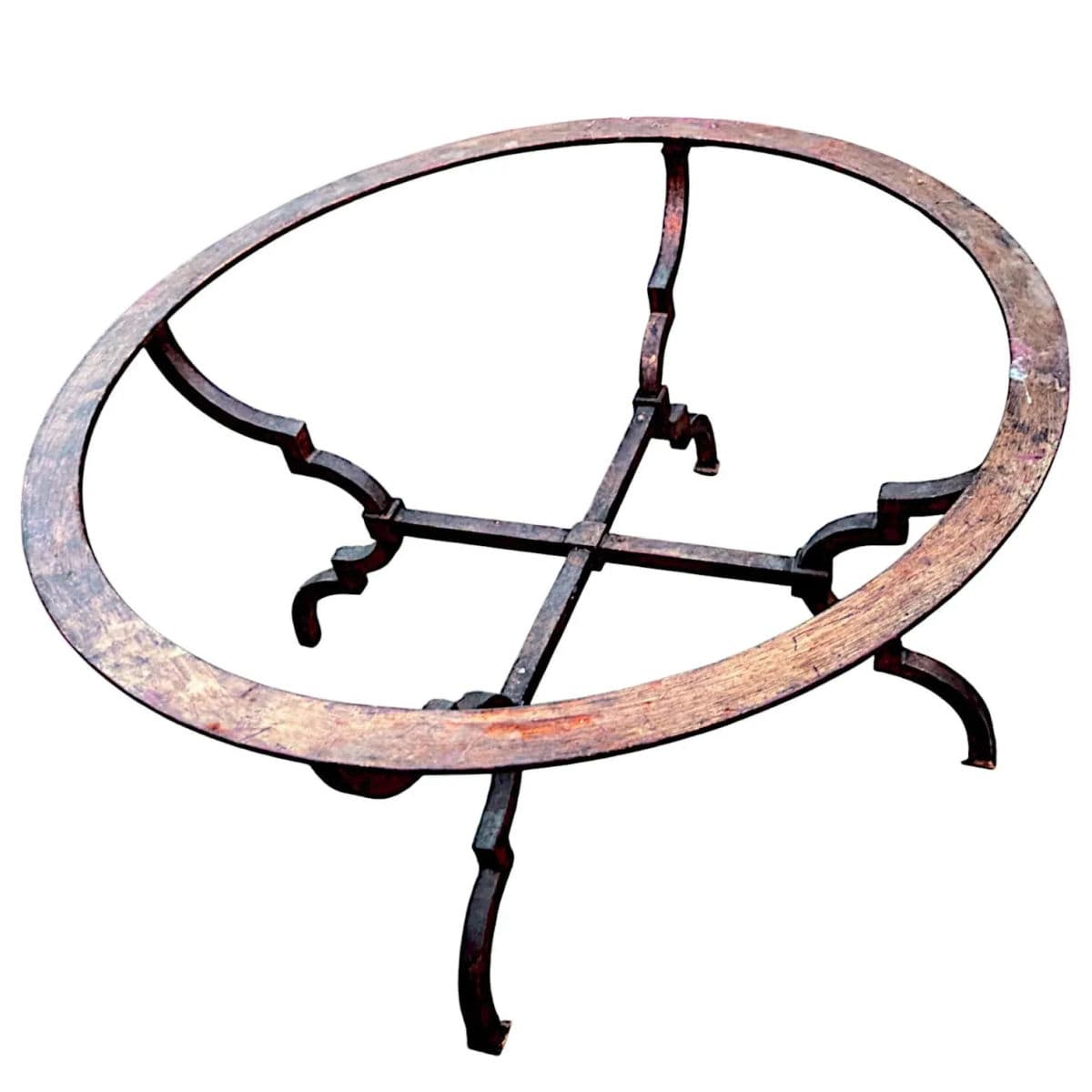Spanish Revival Parcel-Gilt Wrought Iron & Glass Quatrefoil Legged Round Coffee Tables - 2 Available - Thumbnail 7