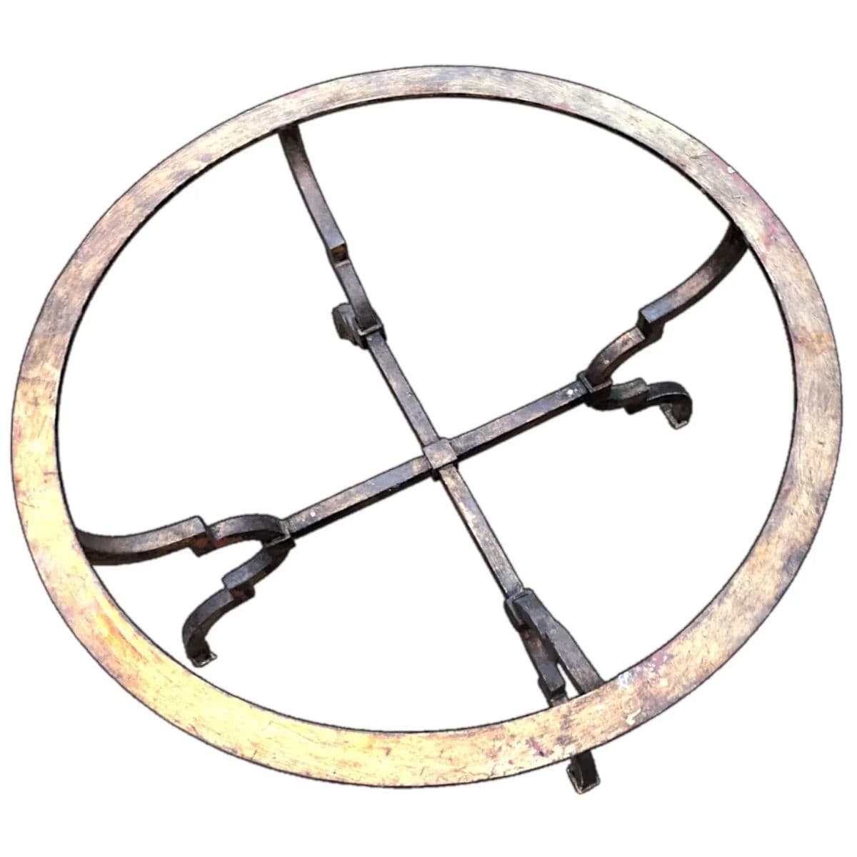 Spanish Revival Parcel-Gilt Wrought Iron & Glass Quatrefoil Legged Round Coffee Tables - 2 Available - Thumbnail 3