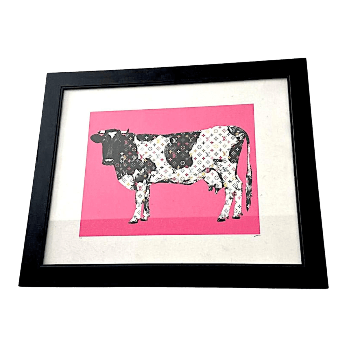 Cash Cow by Peter Marcus Green, Signed, 2022 Giclee Print Pink Background Black Wood Frame - Thumbnail 2