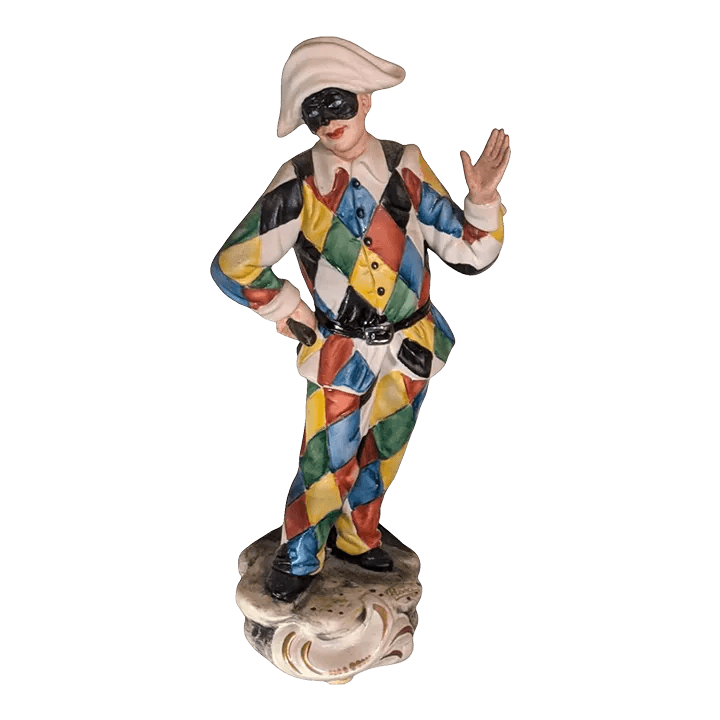 "Masked Jester" in Capodimonte Porcelain Signed "La Medea by Rori" Napoli Italy 1960-1970s - Thumbnail 2