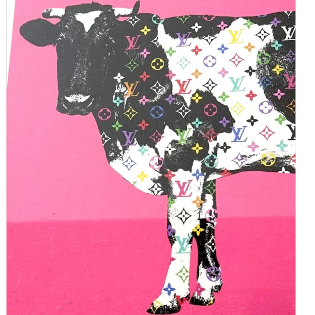 Cash Cow by Peter Marcus Green, Signed, 2022 Giclee Print Pink Background Black Wood Frame - Thumbnail 5