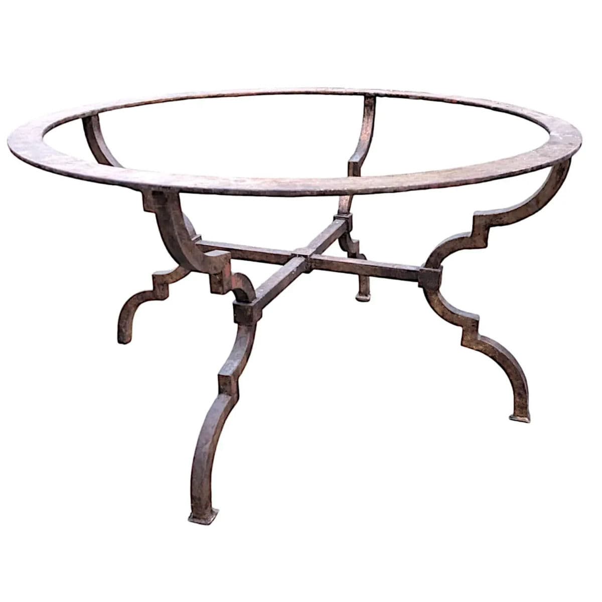 Spanish Revival Parcel-Gilt Wrought Iron & Glass Quatrefoil Legged Round Coffee Tables - 2 Available - Thumbnail 6