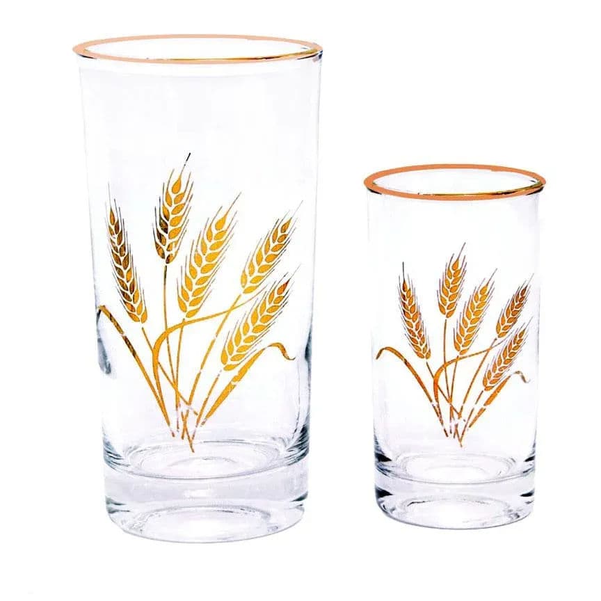 1960s Gilt Rimmed Libby Co Beverageware With Gold Wheat Bunch Graphic - Set of 11 - Thumbnail 5