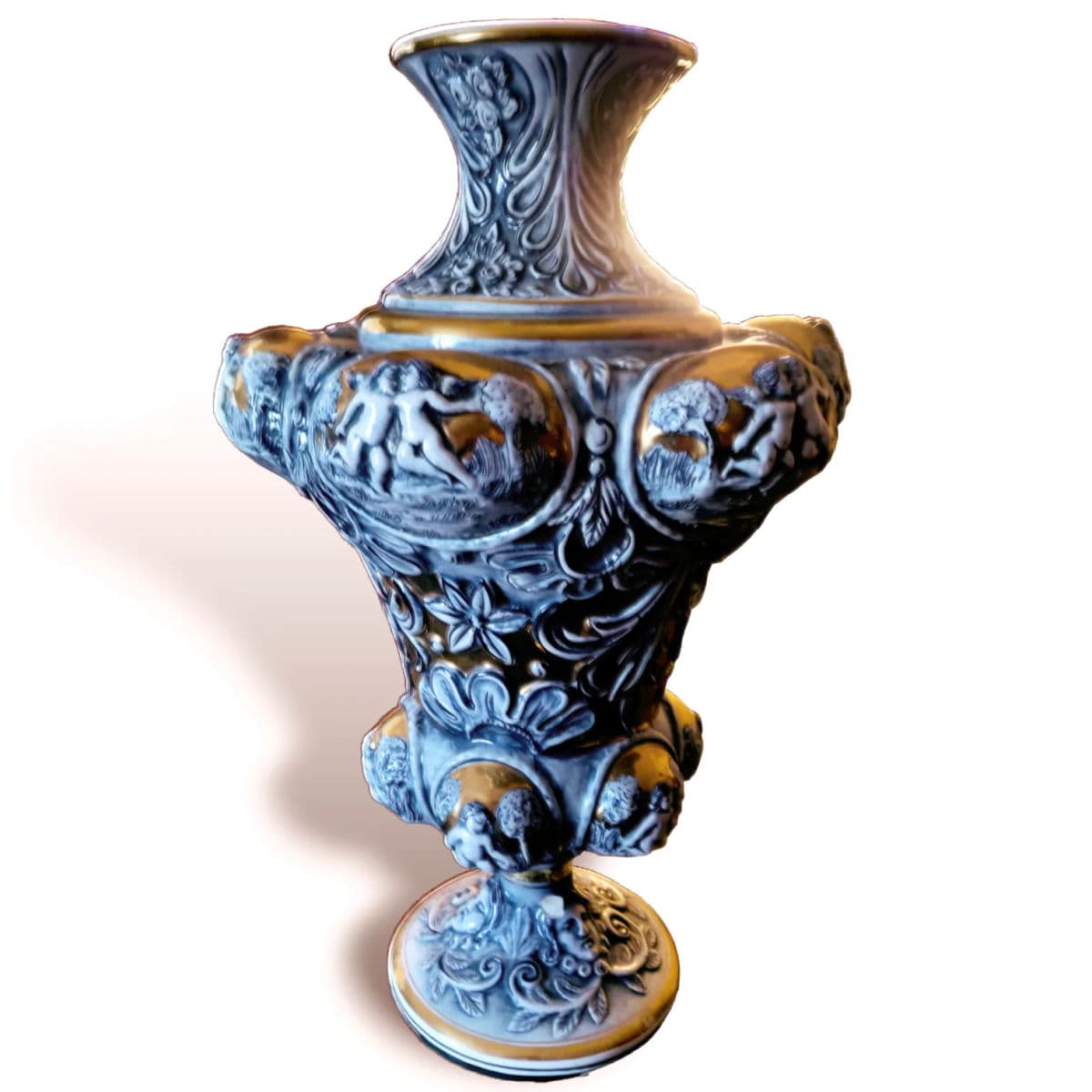 MCM Grand Tour Vintage Vases Signed 5328 Artdalt CapoDiMonte Italy Marino - a Pair - Thumbnail 9