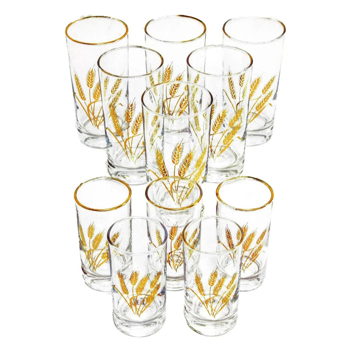 1960s Gilt Rimmed Libby Co Beverageware With Gold Wheat Bunch Graphic - Set of 11 - Thumbnail 7