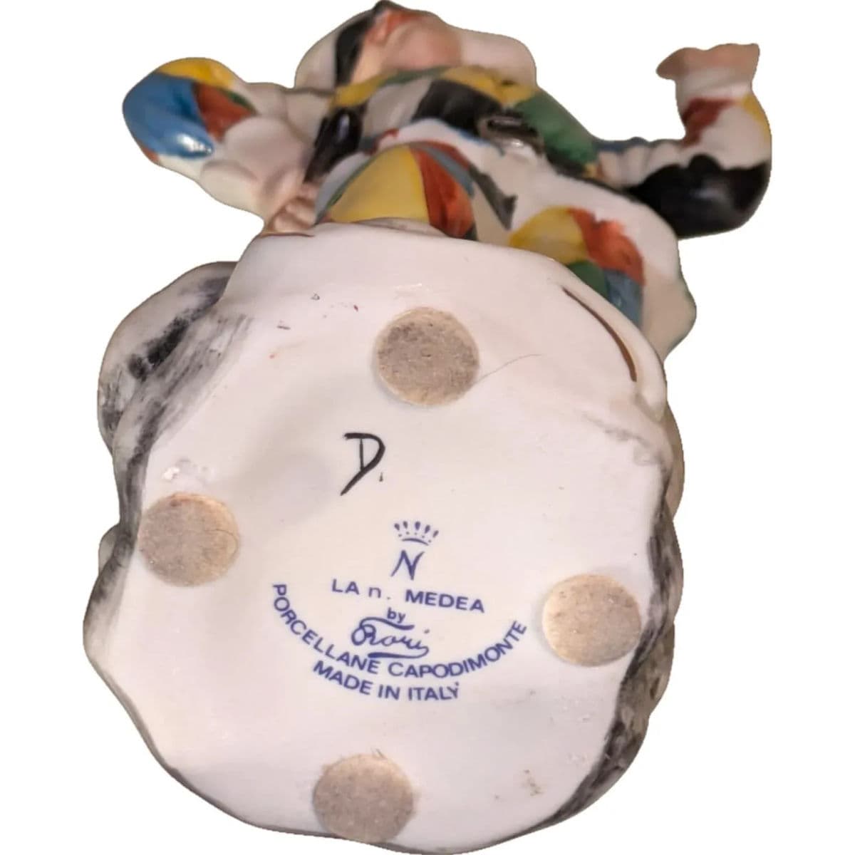 "Masked Jester" in Capodimonte Porcelain Signed "La Medea by Rori" Napoli Italy 1960-1970s - Thumbnail 8