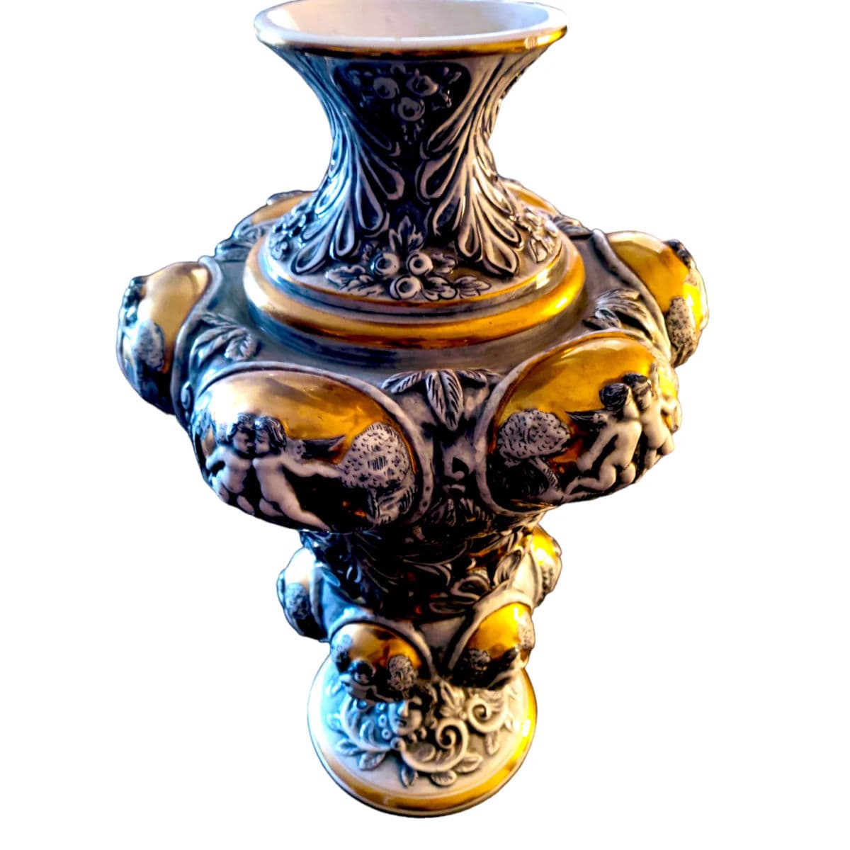 MCM Grand Tour Vintage Vases Signed 5328 Artdalt CapoDiMonte Italy Marino - a Pair - Thumbnail 8