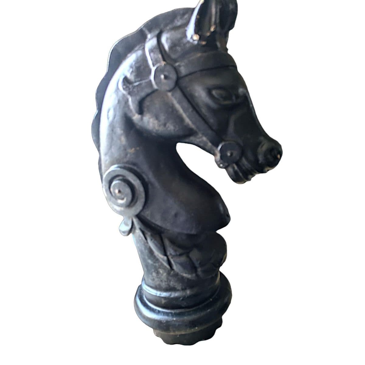 1940s Vintage Black Cast Iron Horse Bust Hitching Post Finial Decorative Item - Thumbnail 3