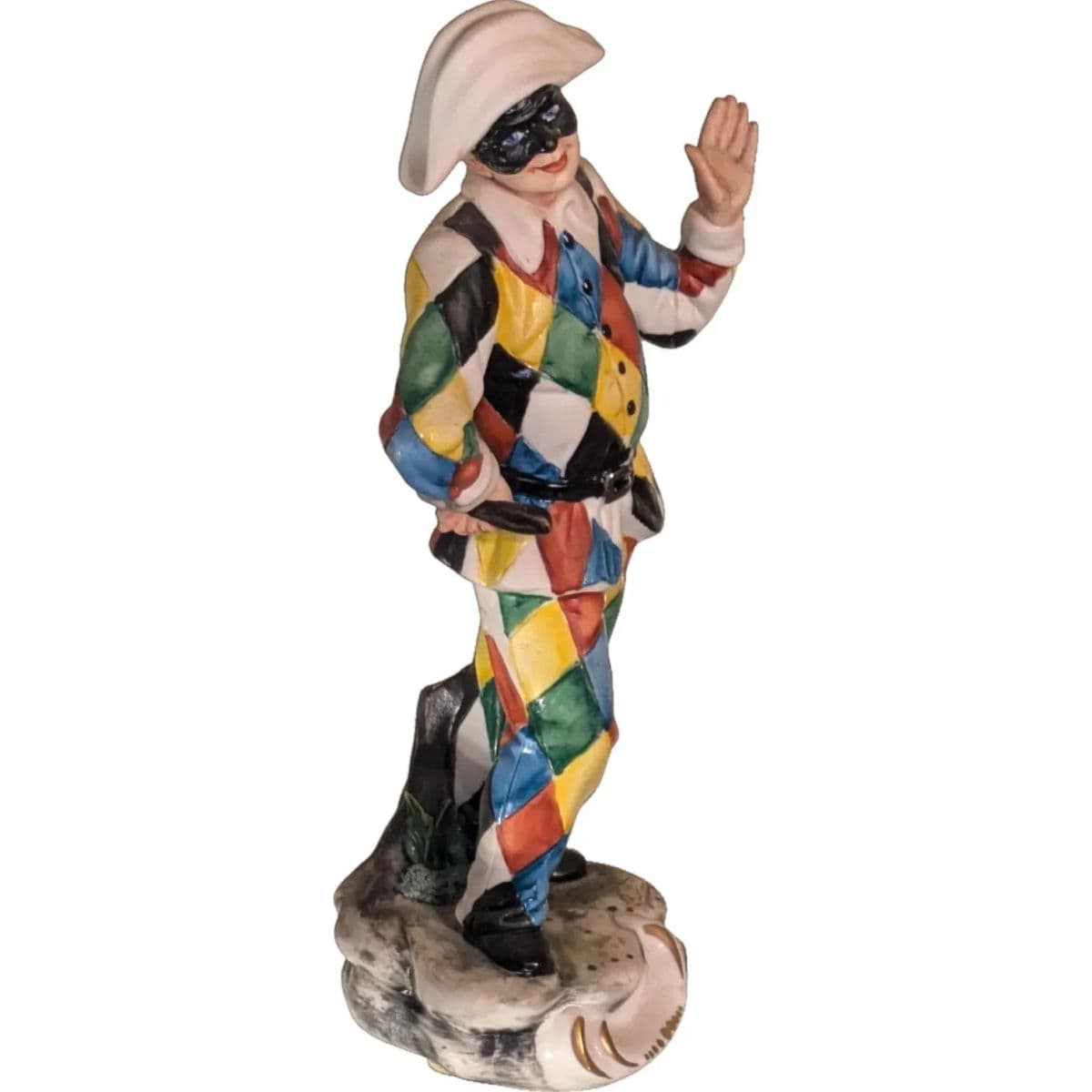 "Masked Jester" in Capodimonte Porcelain Signed "La Medea by Rori" Napoli Italy 1960-1970s - Thumbnail 4