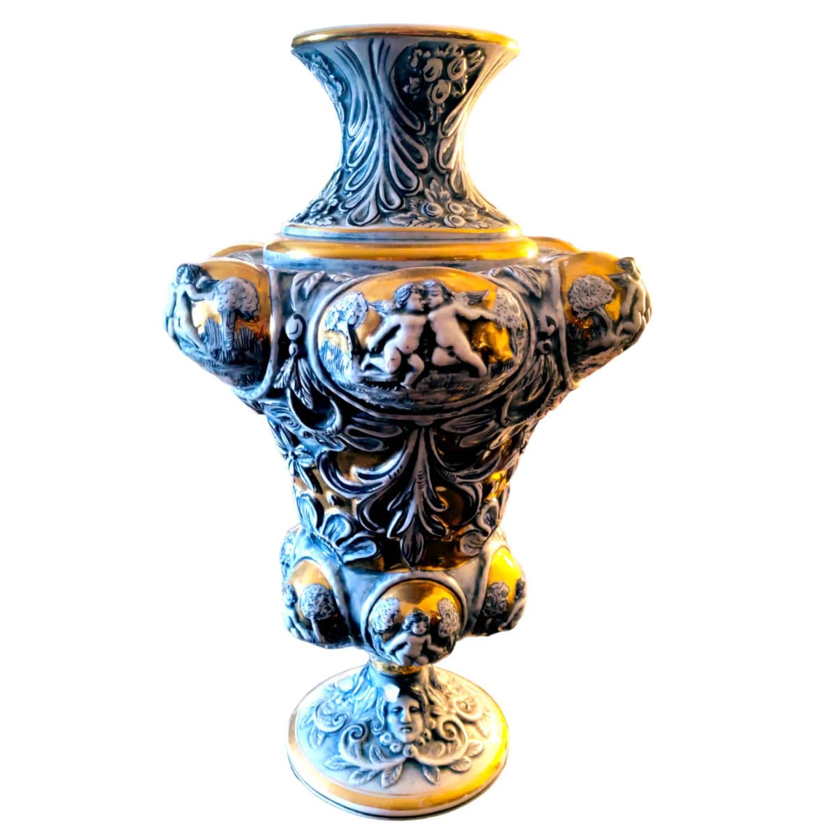 MCM Grand Tour Vintage Vases Signed 5328 Artdalt CapoDiMonte Italy Marino - a Pair - Thumbnail 7