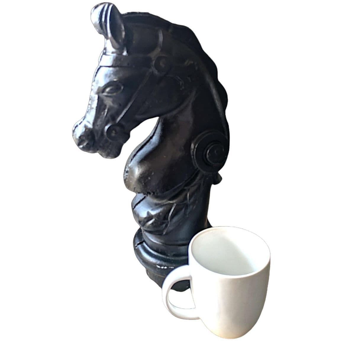 1940s Vintage Black Cast Iron Horse Bust Hitching Post Finial Decorative Item - Thumbnail 4