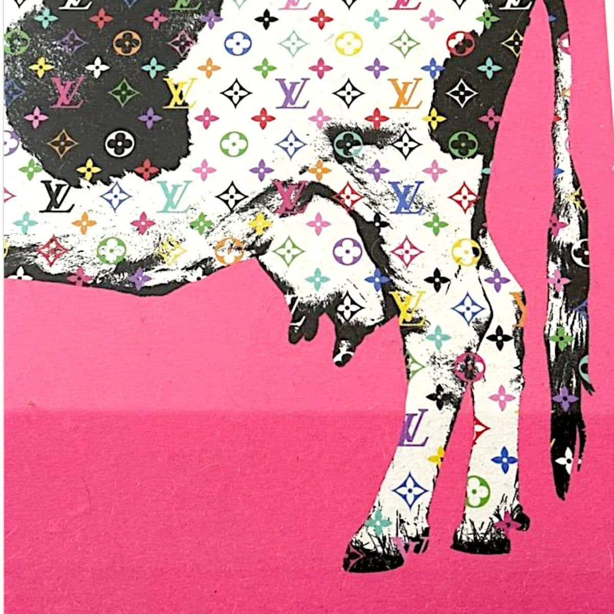 Cash Cow by Peter Marcus Green, Signed, 2022 Giclee Print Pink Background Black Wood Frame - Thumbnail 6