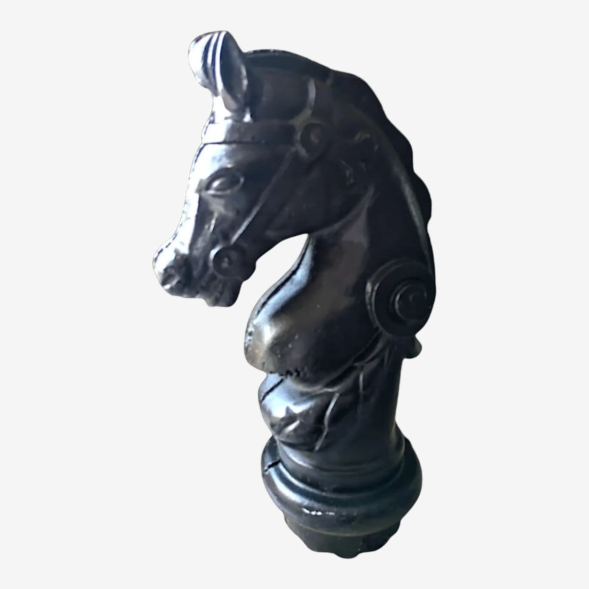 1940s Vintage Black Cast Iron Horse Bust Hitching Post Finial Decorative Item