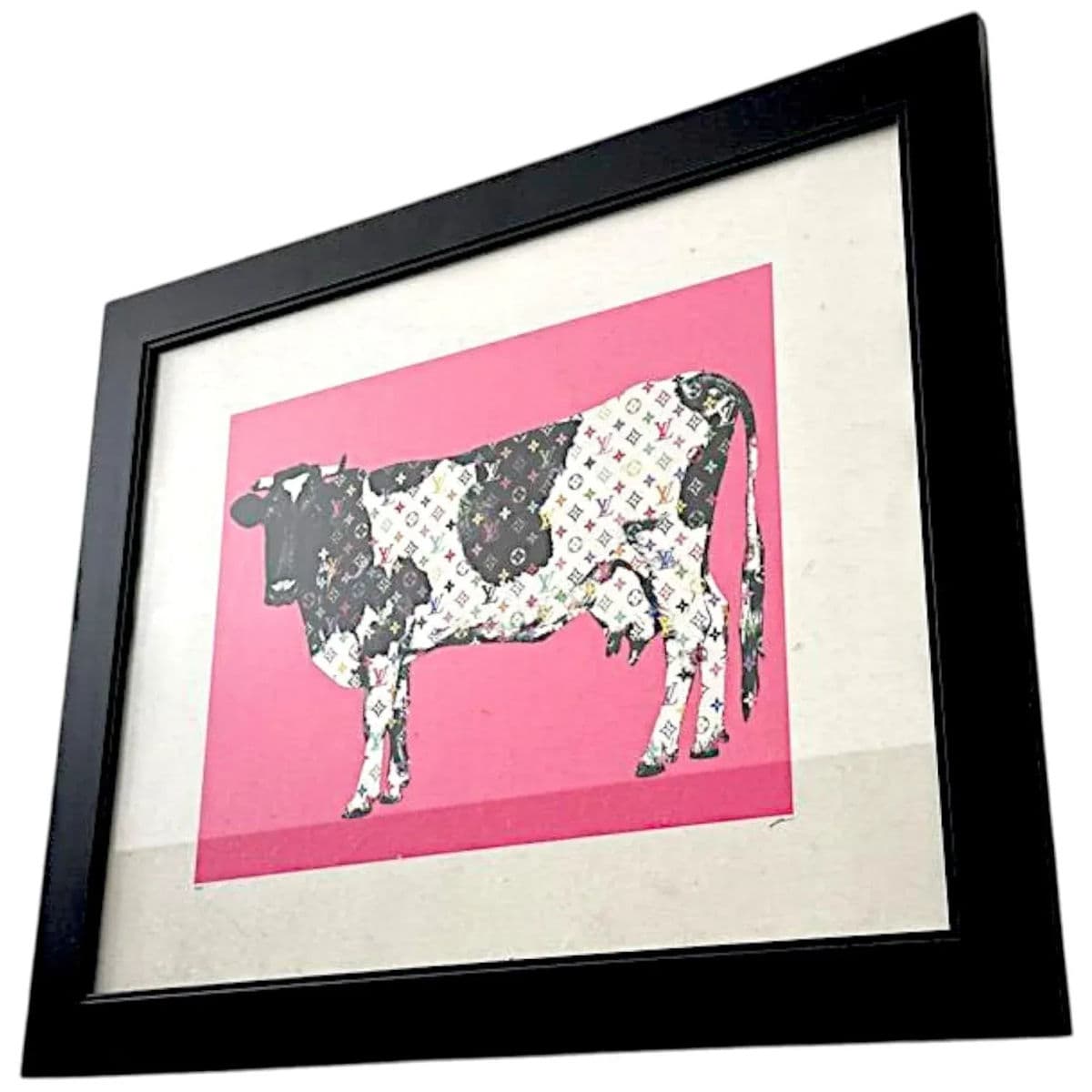 Cash Cow by Peter Marcus Green, Signed, 2022 Giclee Print Pink Background Black Wood Frame - Thumbnail 4
