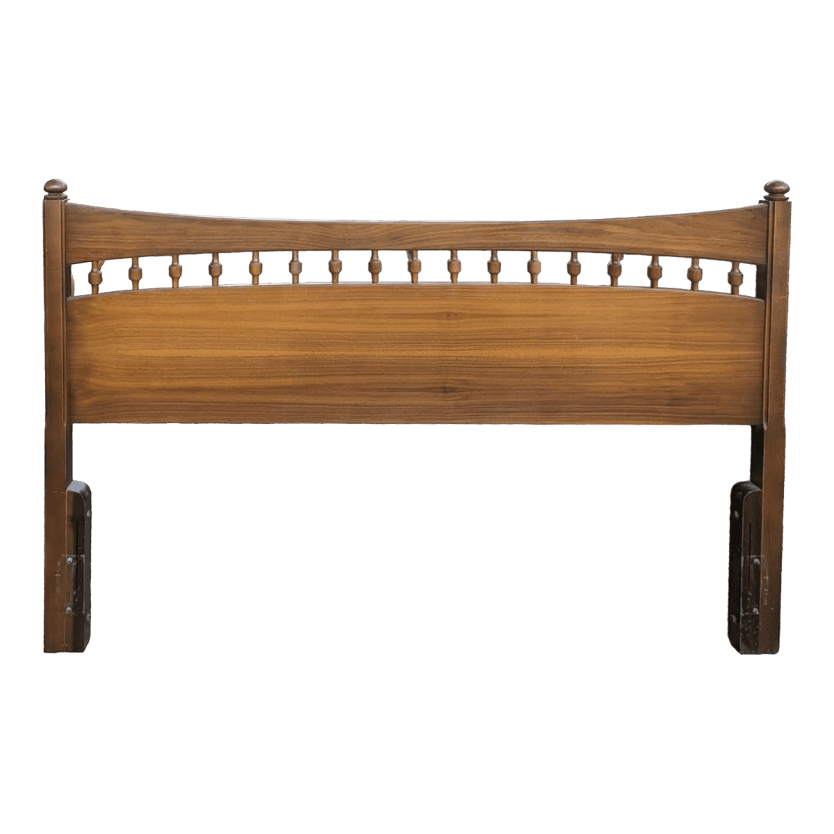 1970s Mid-Century Honey Chestnut All Wood Spindle Queen Sized Headboard - Thumbnail 2