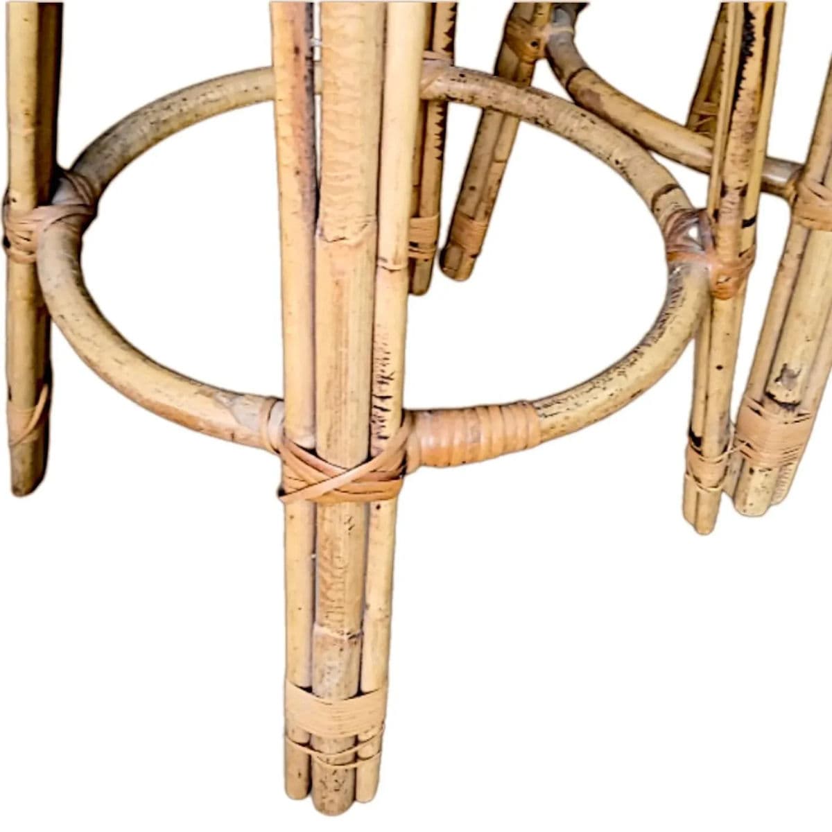 Pair of Vintage Bamboo & Wicker Counter Stools – Effortless Coastal Vibe - Thumbnail 8