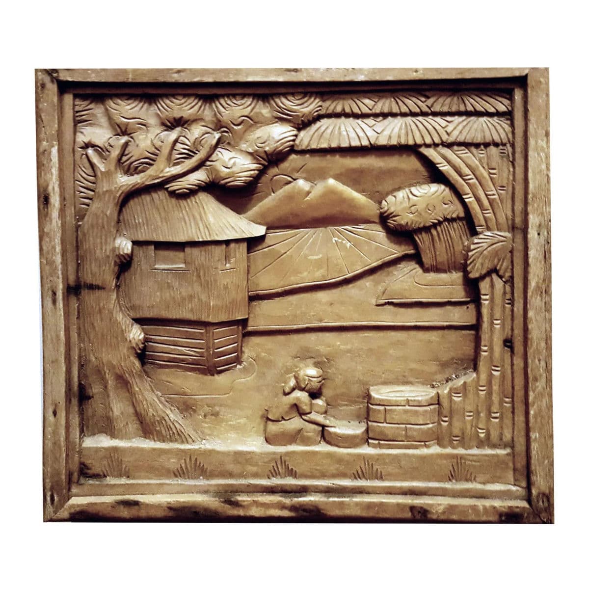 Javanese Hand Carved Solid Wood Storytelling Plaques - a Pair - Thumbnail 3