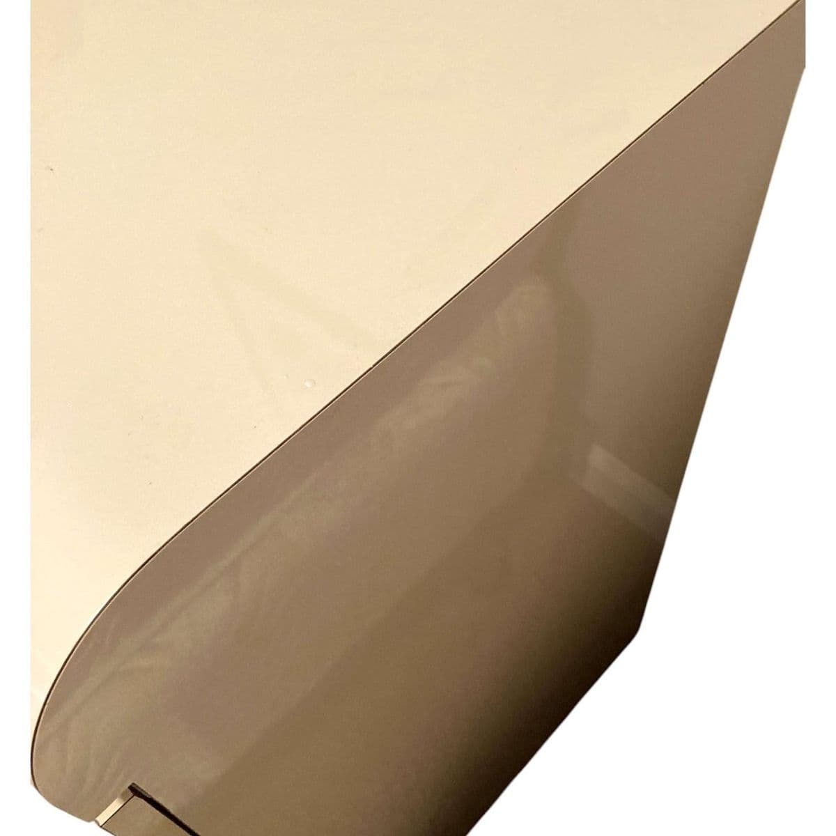 80's Postmodern 3 Drawer Waterfall Front Cream Toned Laminate Nightstand With Gold Toned Metal Highlights - Thumbnail 5