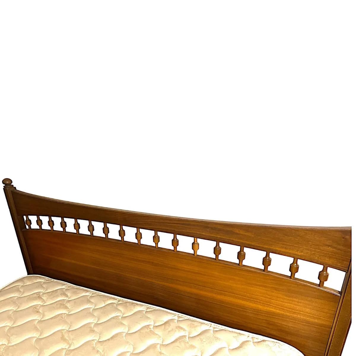 1970s Mid-Century Honey Chestnut All Wood Spindle Queen Sized Headboard - Thumbnail 4