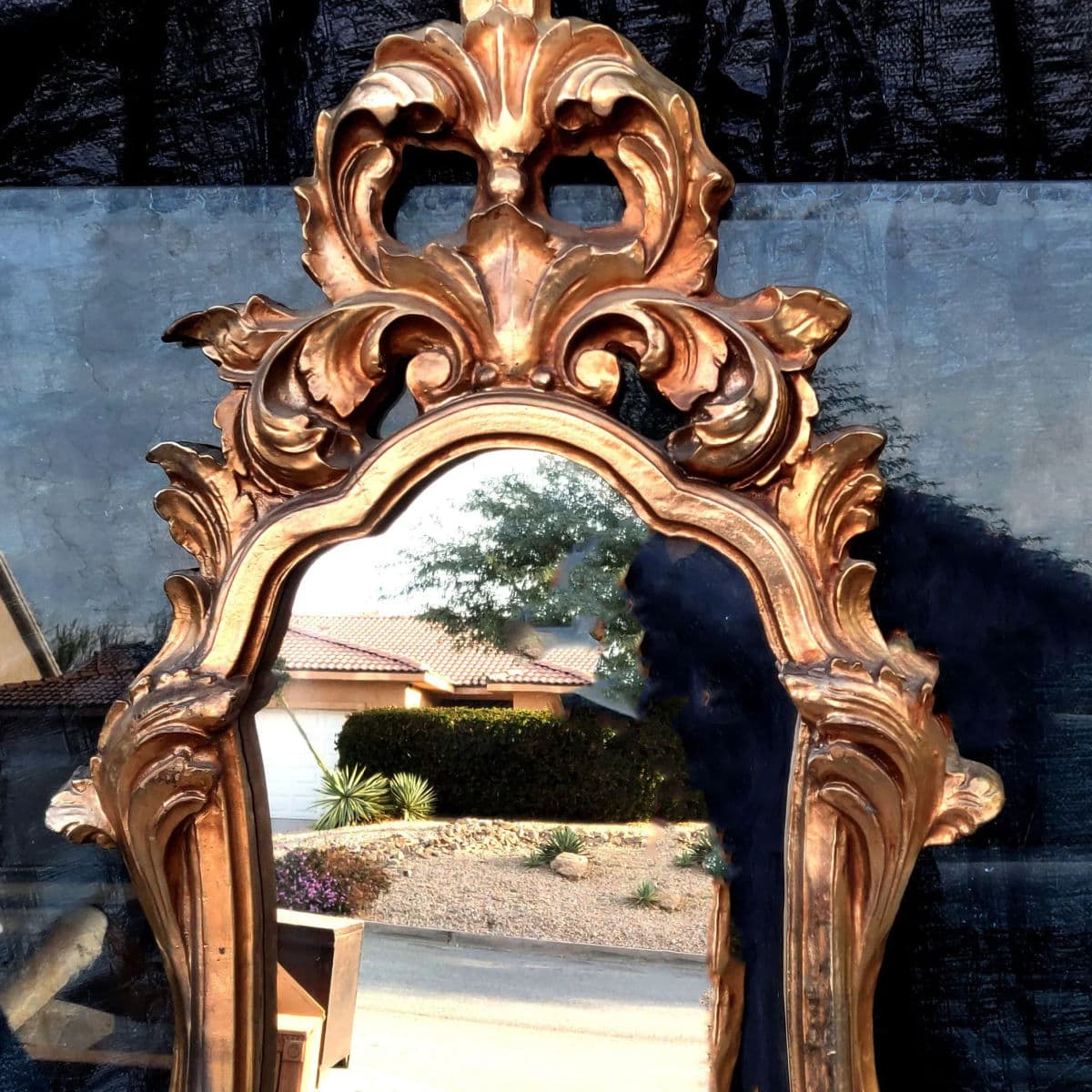 1990s Hollywood Regency Ornate Italian Grand Tour Style Giltwood Mirror - Thumbnail 4