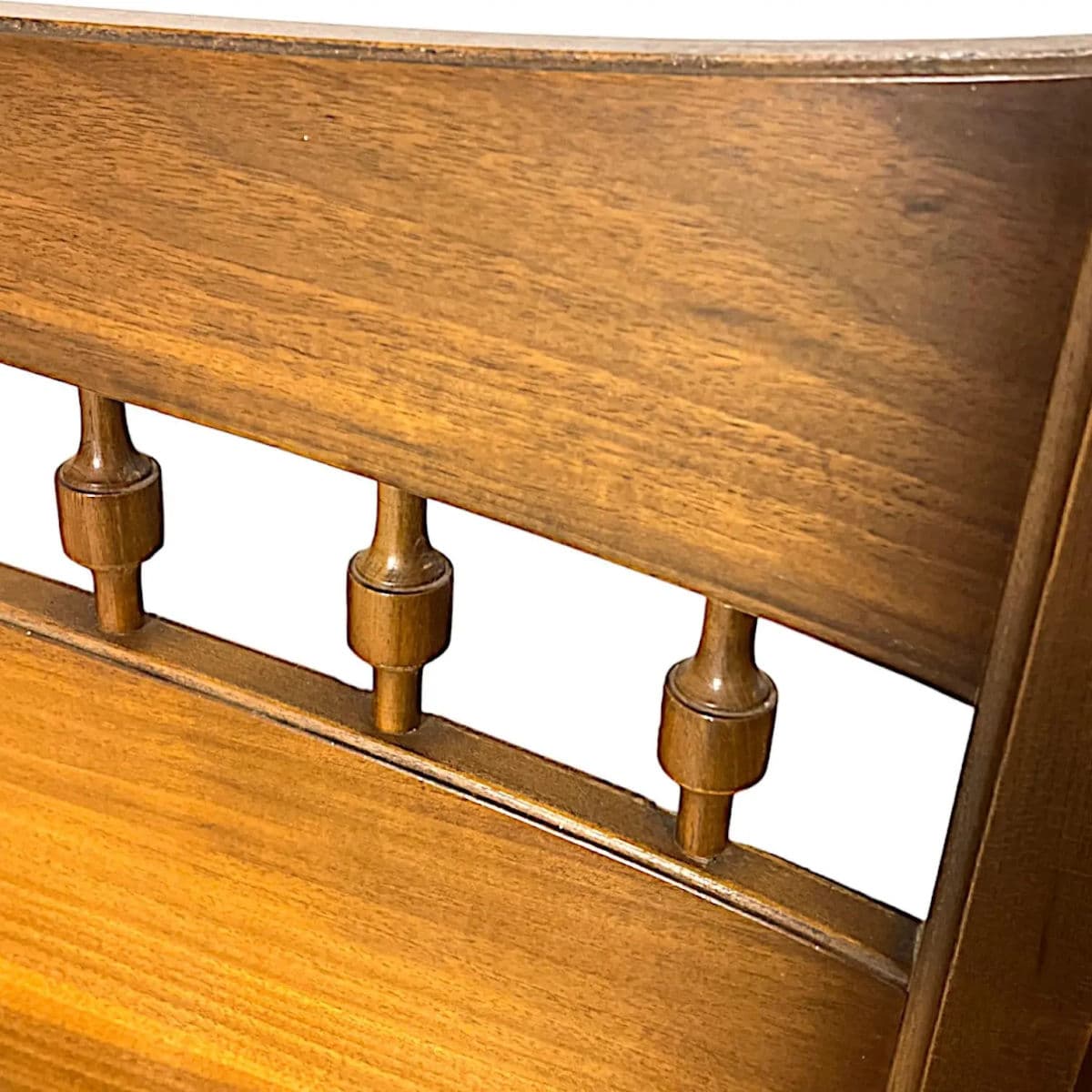 1970s Mid-Century Honey Chestnut All Wood Spindle Queen Sized Headboard - Thumbnail 7