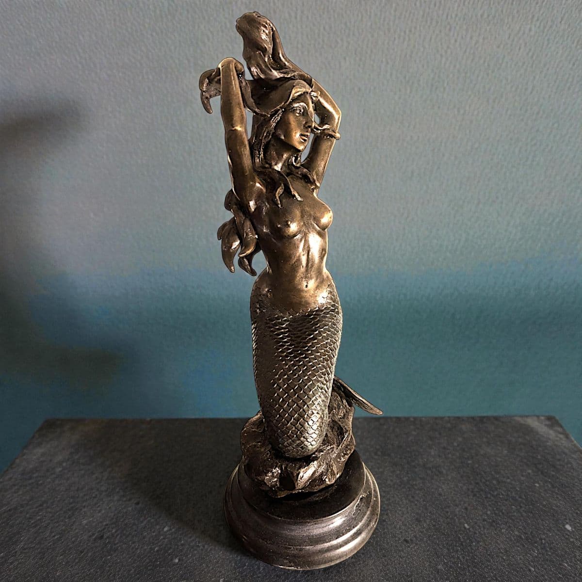 20th Century Decorative Signed Cast Bronze Sculpture on Marble Plinth - Thumbnail 13