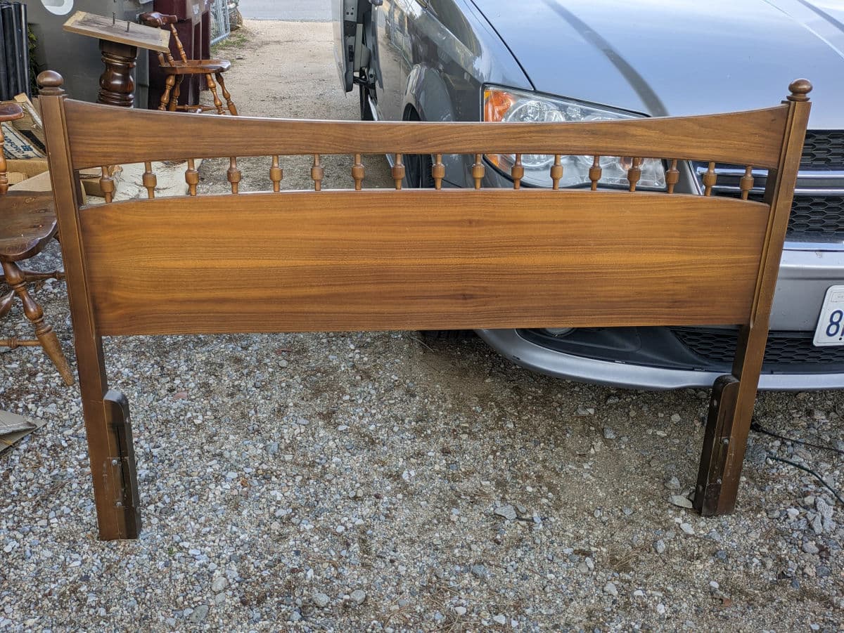 1970s Mid-Century Honey Chestnut All Wood Spindle Queen Sized Headboard - Thumbnail 10