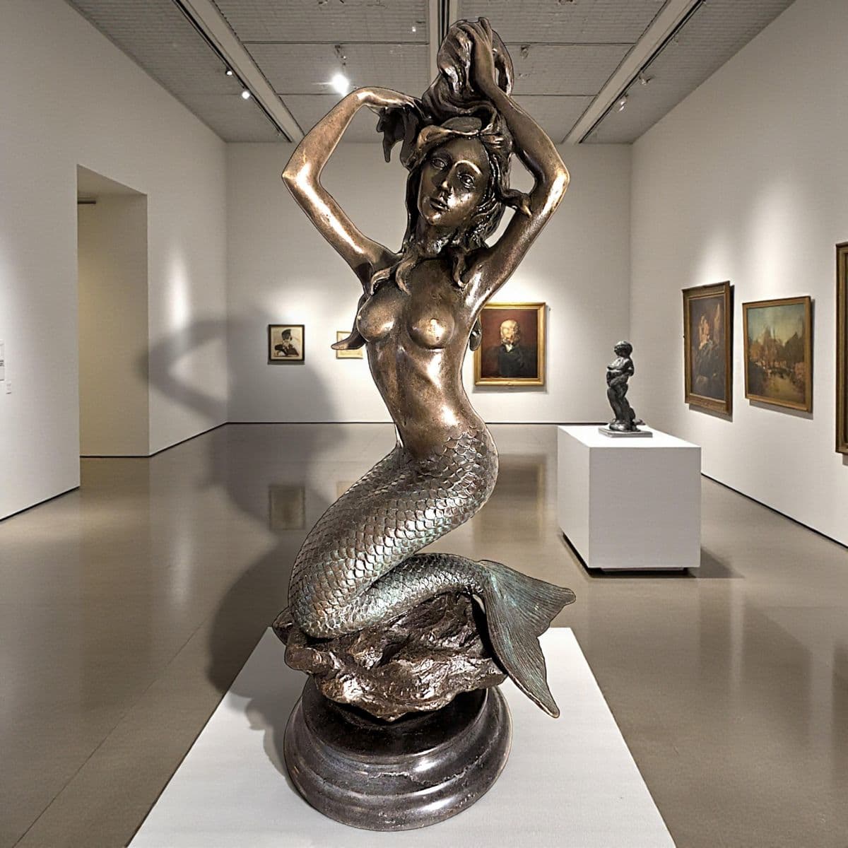 20th Century Decorative Signed Cast Bronze Sculpture on Marble Plinth - Thumbnail 8