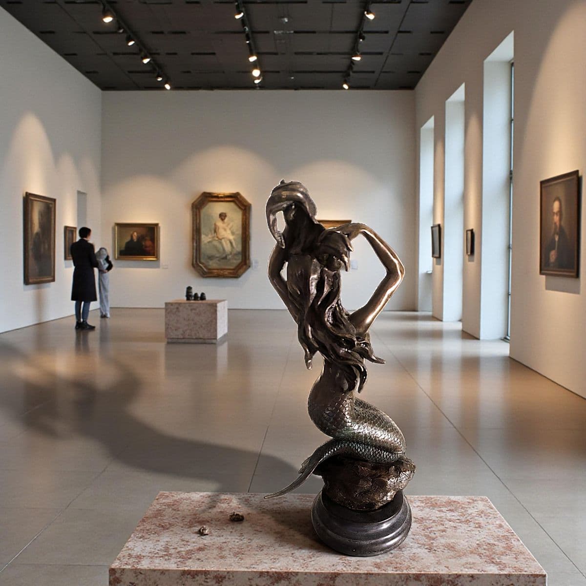 20th Century Decorative Signed Cast Bronze Sculpture on Marble Plinth - Thumbnail 7