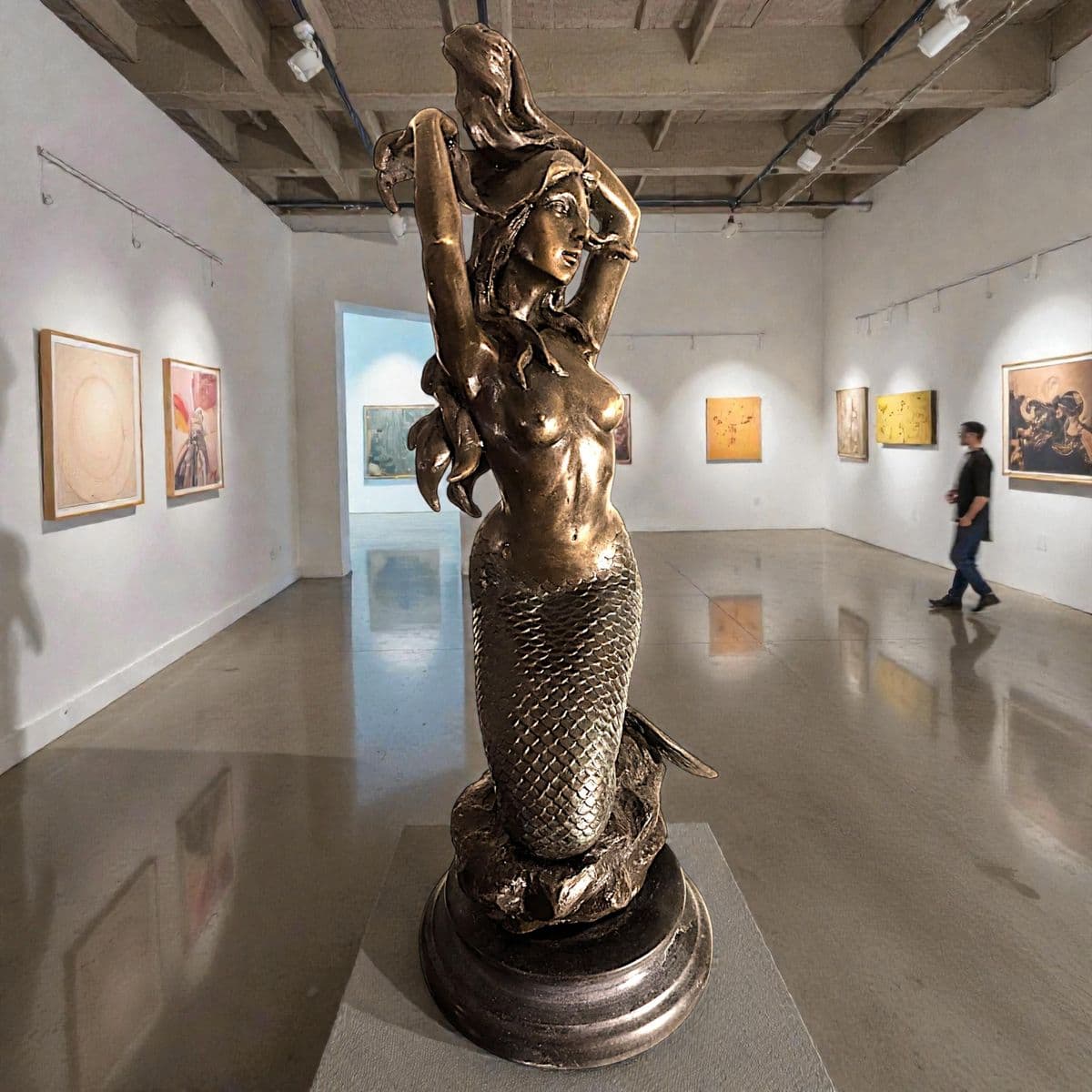 20th Century Decorative Signed Cast Bronze Sculpture on Marble Plinth - Thumbnail 6