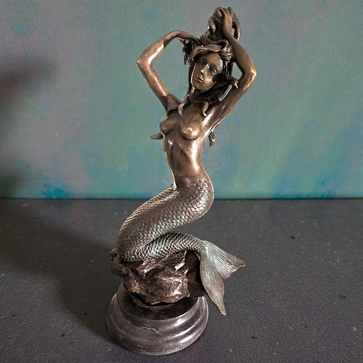 20th Century Decorative Signed Cast Bronze Sculpture on Marble Plinth - Thumbnail 14