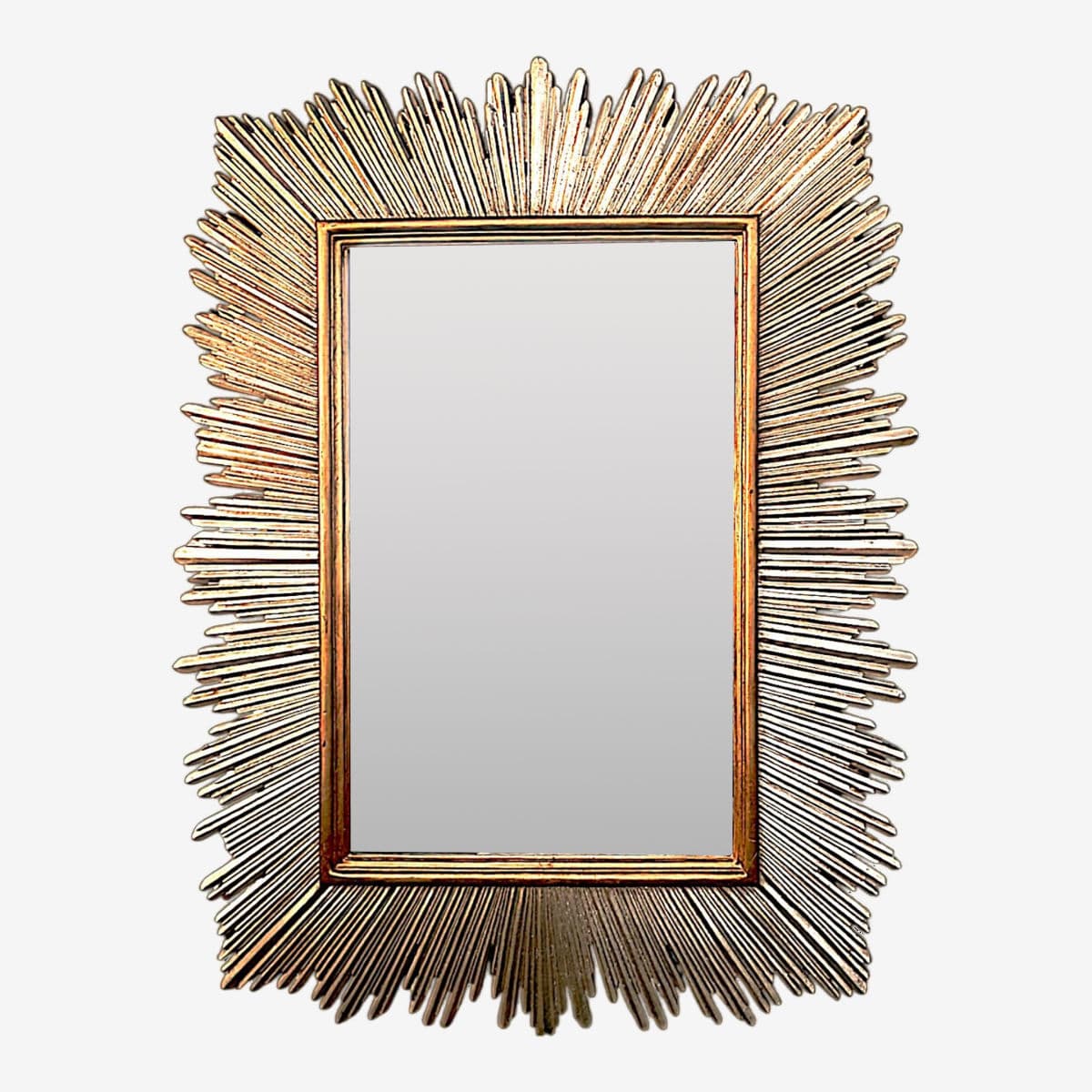 1980s Monumental Maitland-Smith Art Deco–Inspired Gilt Sunburst Mirror 88" X 69"