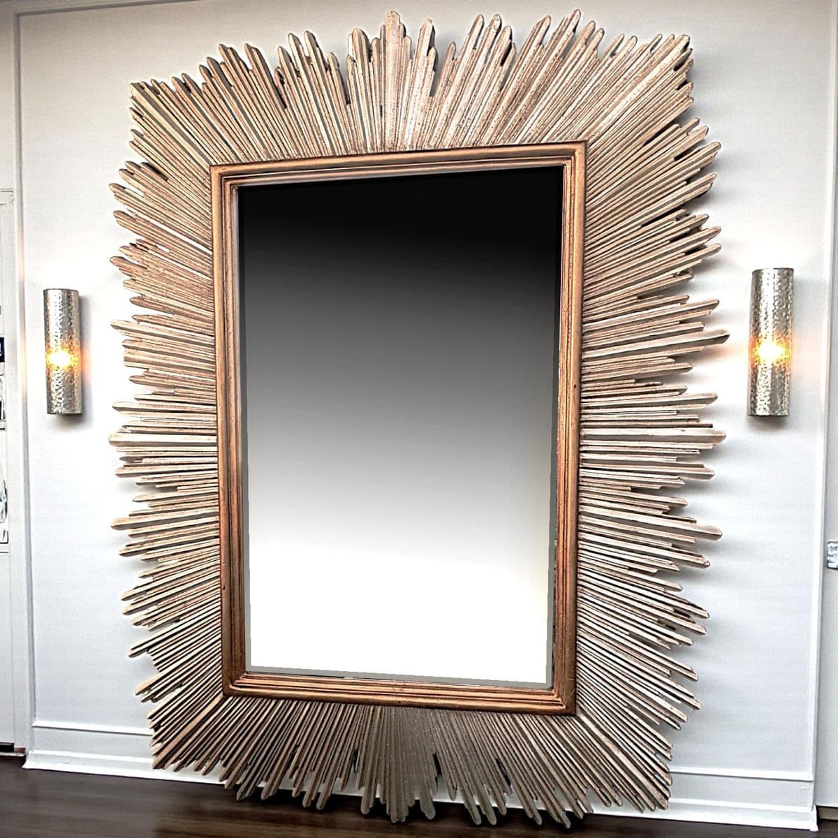 1980s Monumental Maitland-Smith Art Deco–Inspired Gilt Sunburst Mirror 88" X 69" - Thumbnail 14
