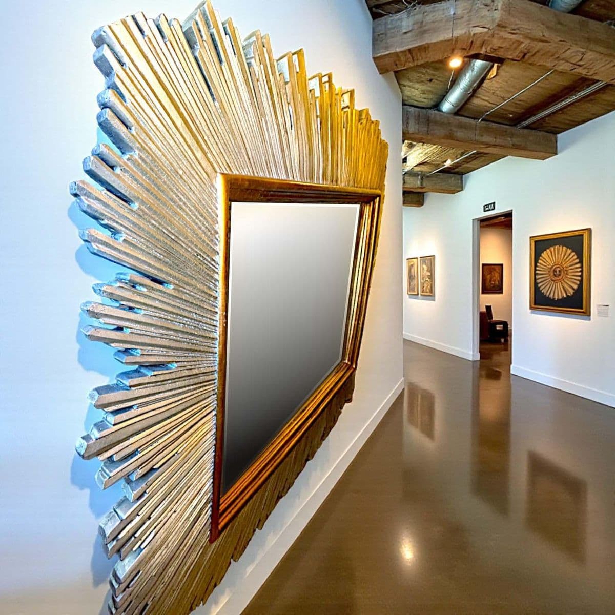 1980s Monumental Maitland-Smith Art Deco–Inspired Gilt Sunburst Mirror 88" X 69" - Thumbnail 5